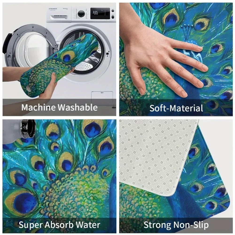 Boho Fan Tail Peacock Floor Mat